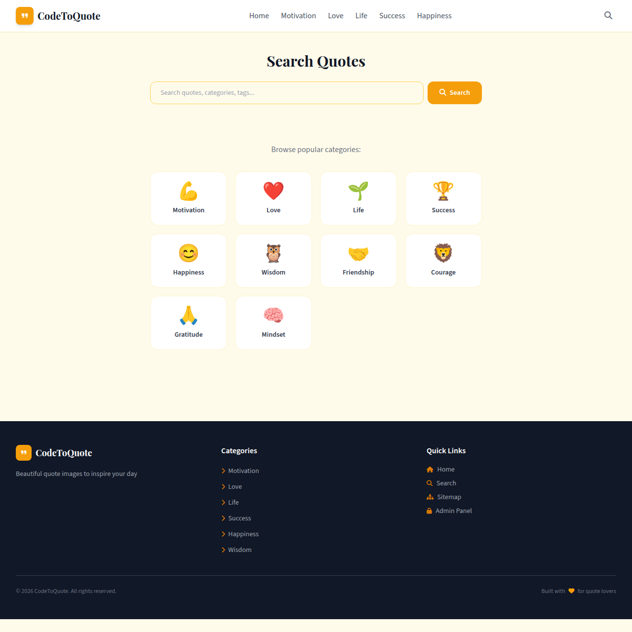 CodetoQuote – Viral Quote Image Generator Website Script (Download System + Modern UI + SEO Ready)