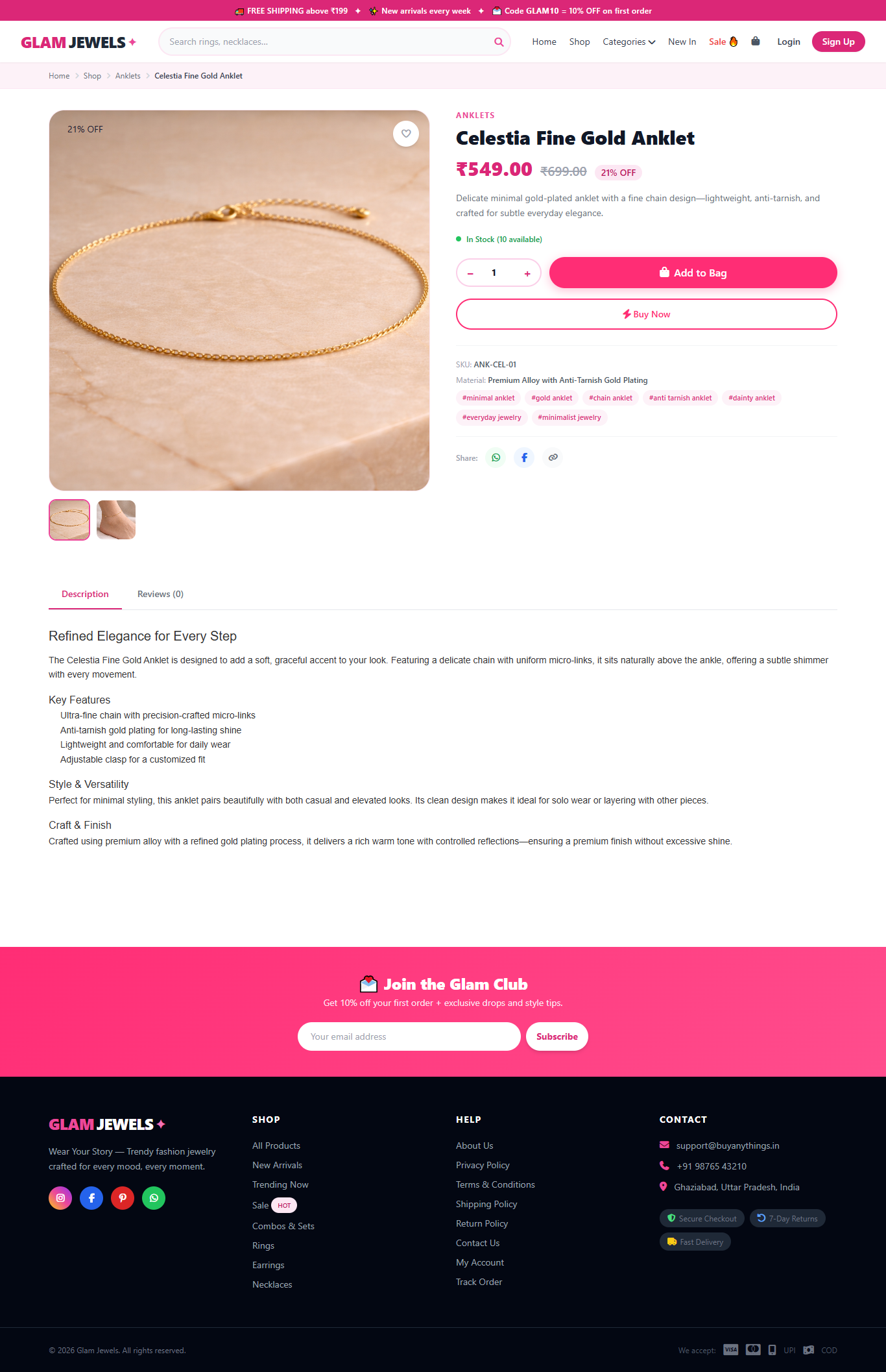Jewelry eCommerce Website with Admin Panel – Full Stack (Frontend + Backend)
